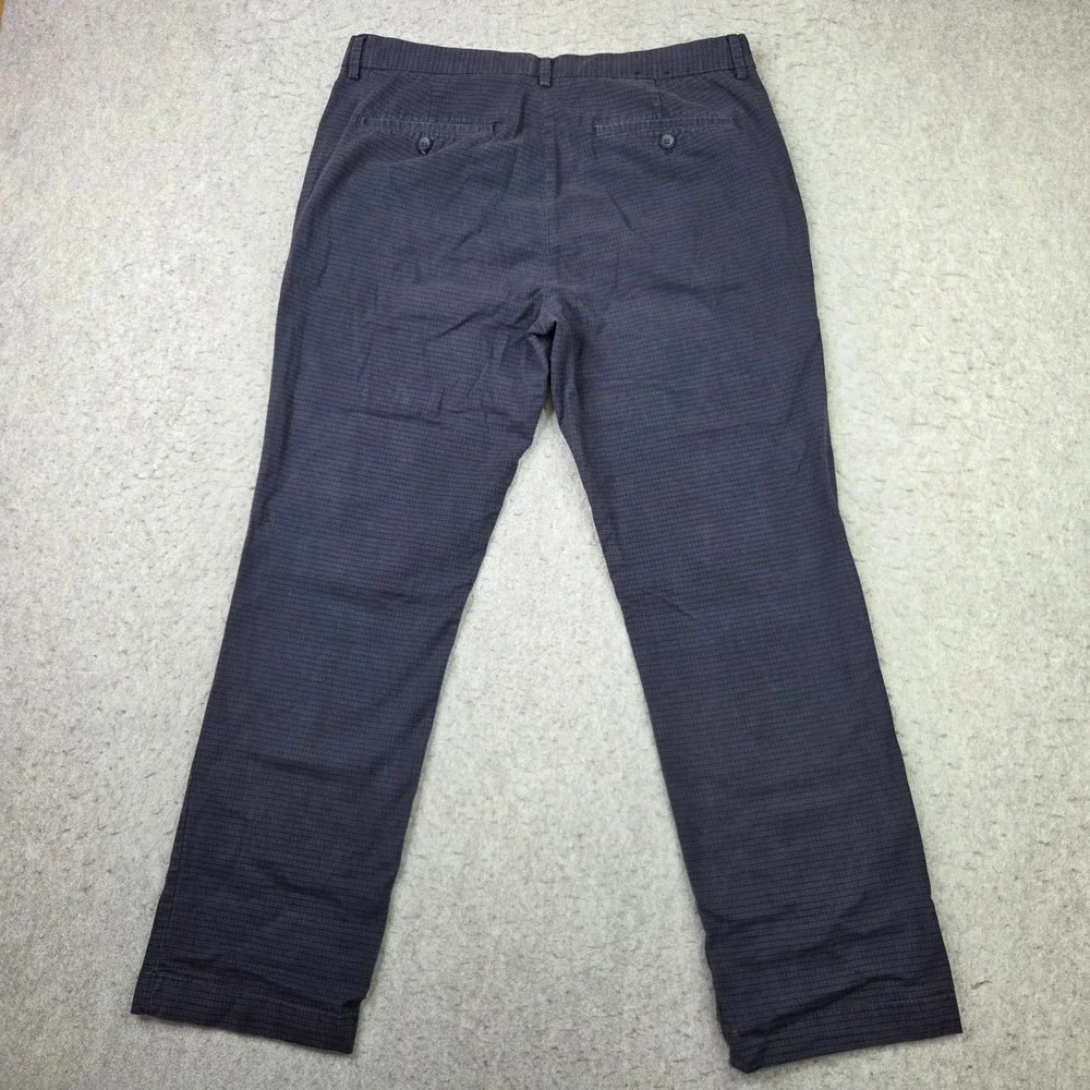 Banana Republic Slim Fit Chino Pants Mens 35x30 Blue Micro Check Stretch Flex